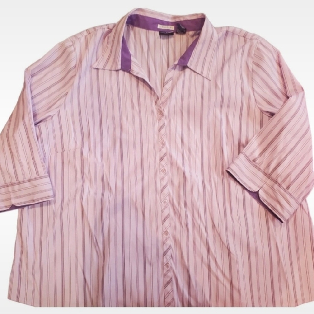Purple Striped Button-Up Shirt